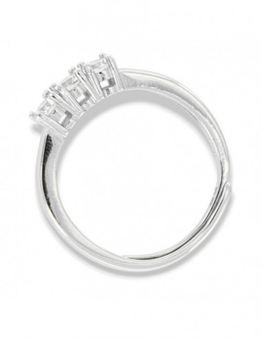 Anello Argento Rodiato Trilogy Zirconi Bianchi 3MM [458b3985]