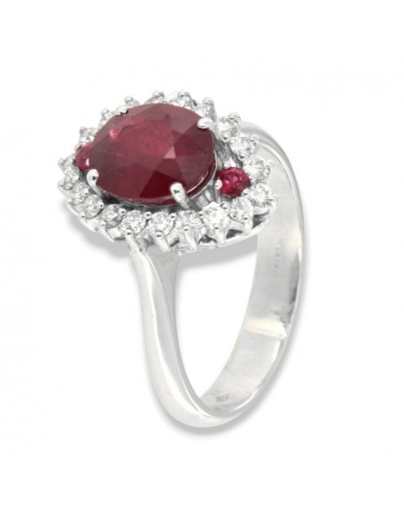 Anello Oro Bianco Principessa Spoletta Rubino Con Cornice Di Diamanti [c89f5c62]