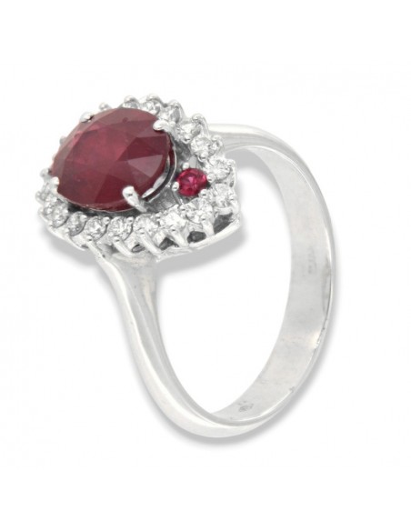 Anello Oro Bianco Principessa Spoletta Rubino Con Cornice Di Diamanti [bfbeaac7]