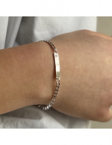Bracciale Argento Rodiato Grumetta Piastra Centrale [fb5835dd]