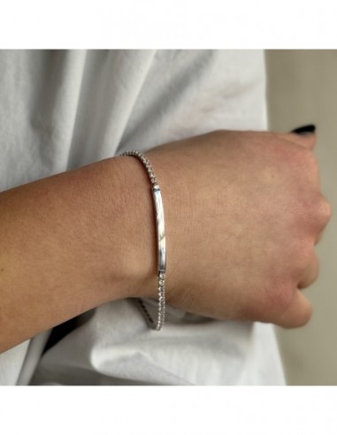 Bracciale Argento Rodiato Tennis Piastra Centrale [e7571fb0]