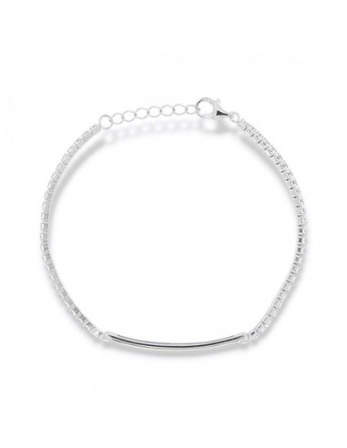 Bracciale Argento Rodiato Tennis Piastra Centrale [551a99aa]
