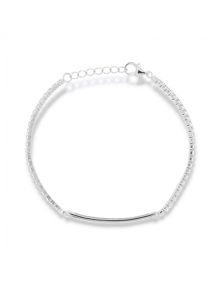 Bracciale Argento Rodiato Tennis Piastra Centrale [551a99aa]
