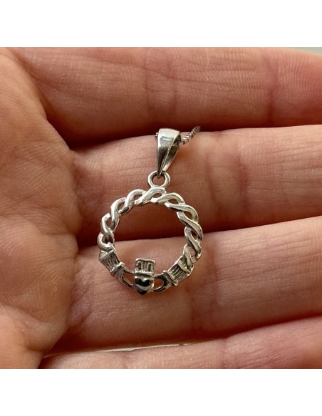 Ciondolo Argento Rodiato Mani Con Cuore [e0d5fdc2]