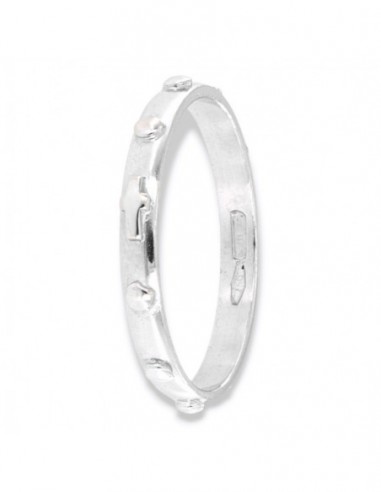 Anello Oro Bianco Rosario Mezze Sfere Crocetta 2,7 [99049eb2]