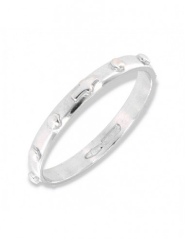 Anello Oro Bianco Rosario Mezze Sfere Crocetta 2,7 [6240e982]