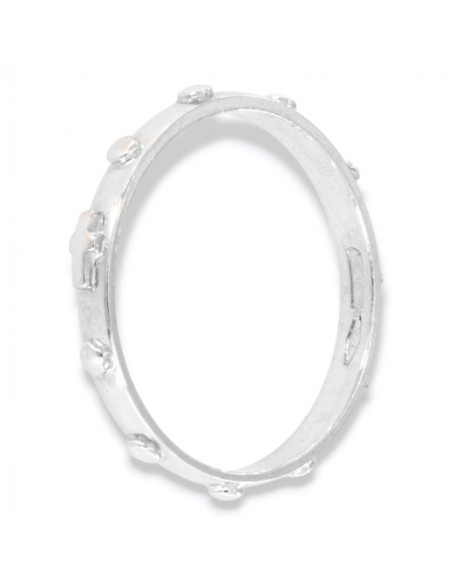 Anello Oro Bianco Rosario Mezze Sfere Crocetta 2,7 [8f3a68db]