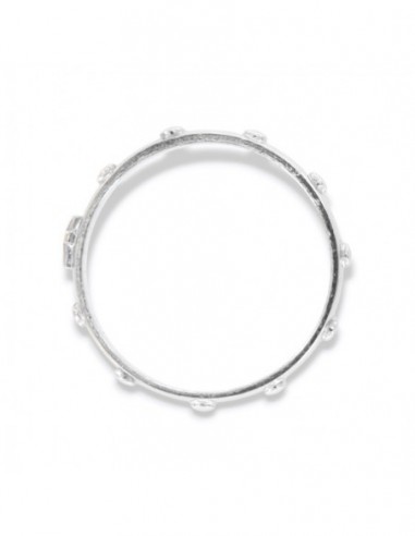 Anello Oro Bianco Rosario Mezze Sfere Crocetta 2,7 [3827a9df]