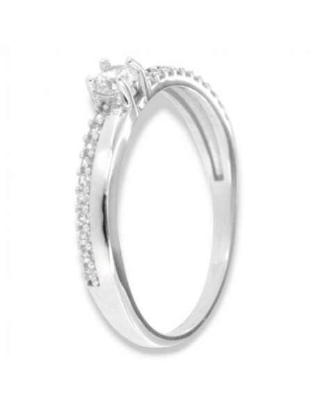 Anello Oro Bianco Solitario Zircone Bianco 3,5MM [c2fd376a]