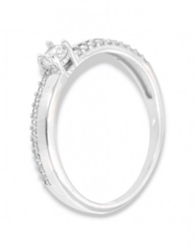 Anello Oro Bianco Solitario Zircone Bianco 3,5MM [1bf006a8]
