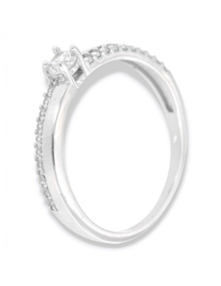 Anello Oro Bianco Solitario Zircone Bianco 3,5MM [1bf006a8]