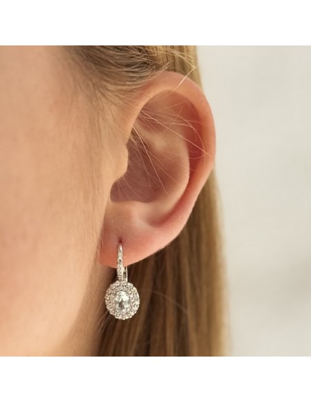 Orecchini Oro Bianco Monachina Celeste Zirconi Bia [5ccb2829]