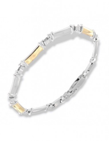 Bracciale Argento Rodiato Piastre Oro Giallo [8b00e7ff]