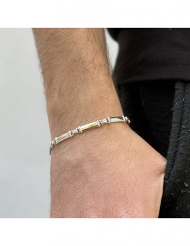 Bracciale Argento Rodiato Piastre Oro Giallo [be55b25b]