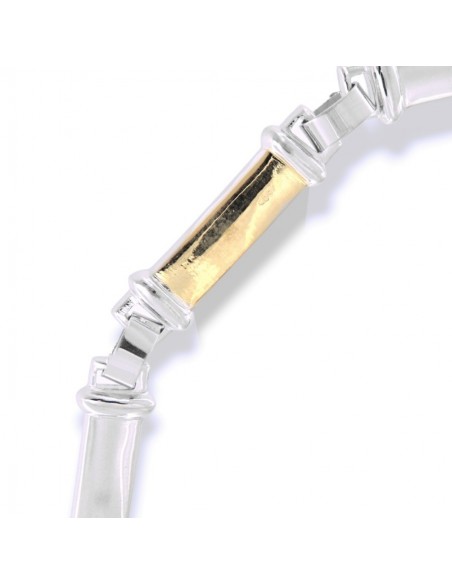 Bracciale Argento Rodiato Piastre Oro Giallo [d7ee9655]