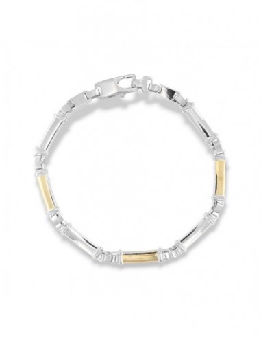 Bracciale Argento Rodiato Piastre Oro Giallo [0c183441]