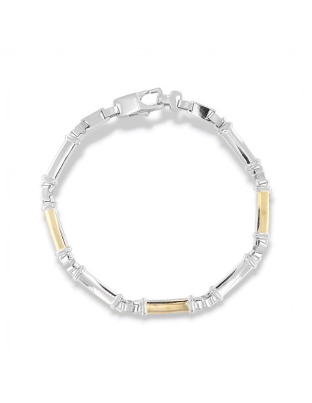 Bracciale Argento Rodiato Piastre Oro Giallo [0c183441]