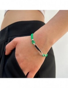 Bracciale Argento Rodiato Piastra Centrale Verde [fc1e836f] 2