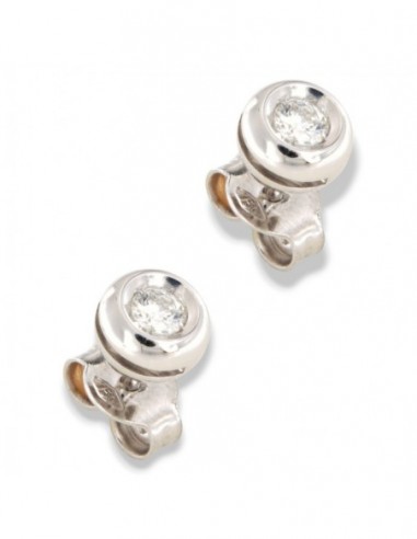 Orecchini Oro Bianco Punto Luce Tondo Diamanti 0,20 Carati [f05296ed]