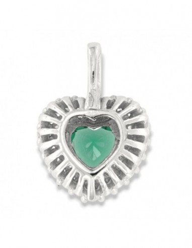 Ciondolo Oro Bianco Cuore Verde Zirconi Bianchi [92aca769]