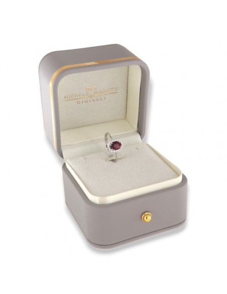 Anello Oro Bianco Principessa Rubino 7x5MM [7daa2b89]