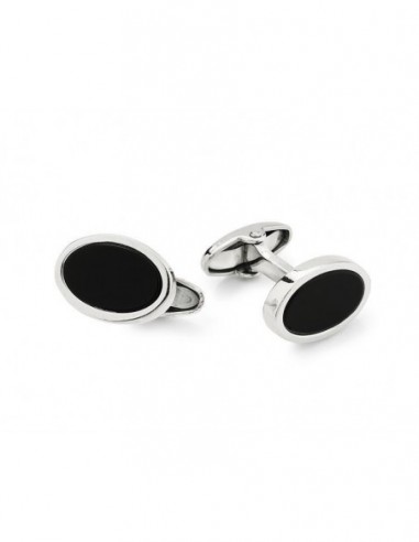 Gemelli In Argento Bianco Ag1425 Con Onice Nera [d3d3bc2b]