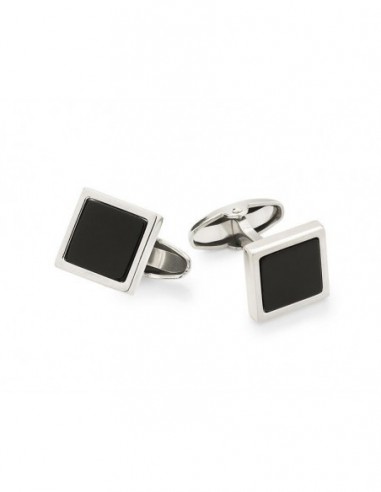 Gemelli In Argento Bianco Ag1428 Con Onice Nera [0055711a]