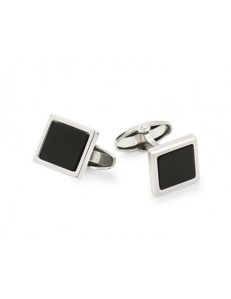 Gemelli In Argento Bianco Ag1428 Con Onice Nera [0055711a]