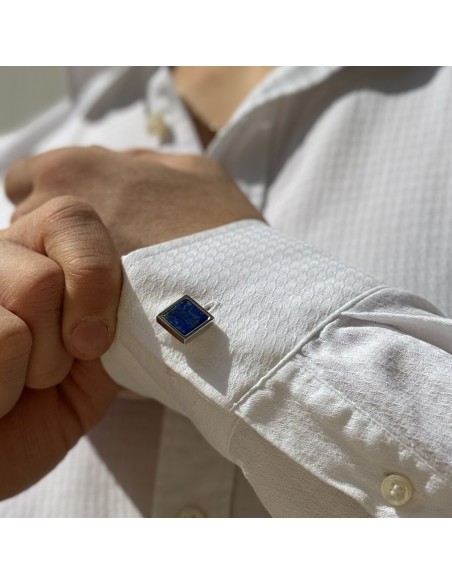 LATELITA Gemello Da Polso Cilindrico In Argento Con Lapislazzuli Blu - 3