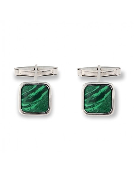 Gemelli Argento Rodiato Malachite Verde [dddd78b5]