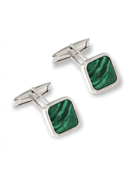 Gemelli Argento Rodiato Malachite Verde [3b7f8bf4]