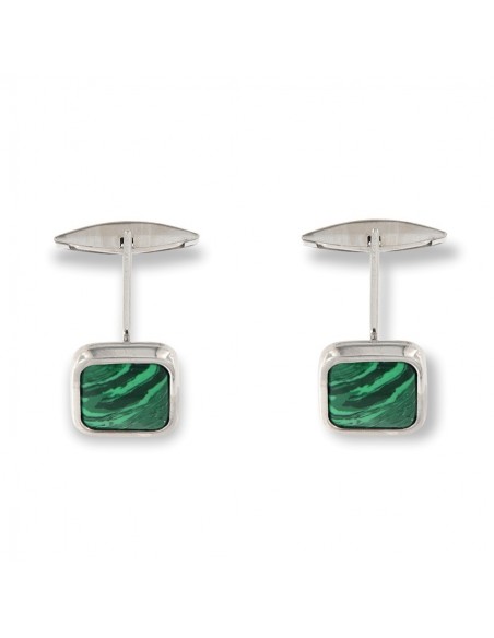 Gemelli Argento Rodiato Malachite Verde [3e2fccea]