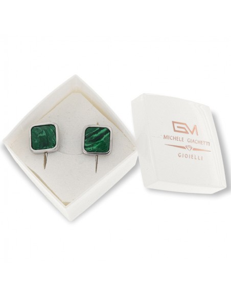 Gemelli Argento Rodiato Malachite Verde [89320dee]