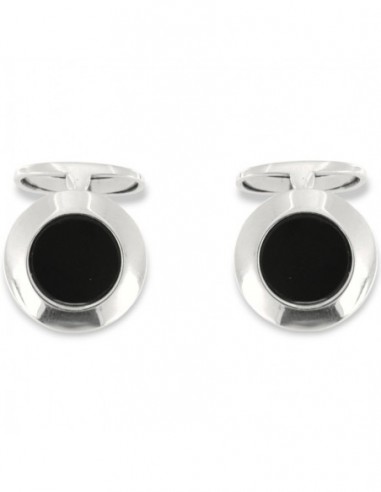 GEMELLI ARGENTO RODIATO TONDI NERO CENTRO [93f7f9f1]