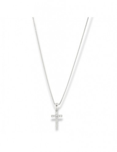 Collana Argento Rodiato Pendente Croce Zirconi Bianchi [1e3b879c]