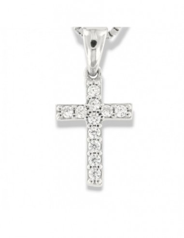 Collana Argento Rodiato Pendente Croce Zirconi Bianchi [278b4ddb]