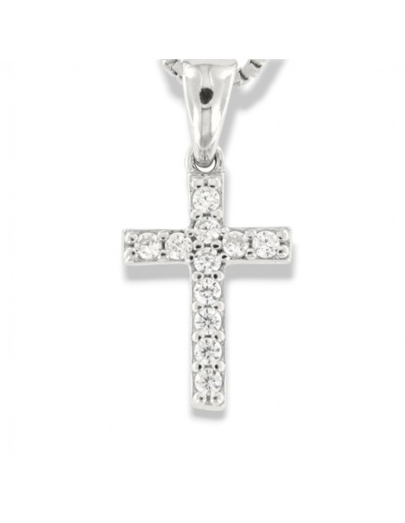 Collana Argento Rodiato Pendente Croce Zirconi Bianchi [278b4ddb]