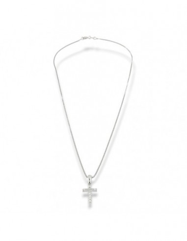 Collana Argento Rodiato Pendente Croce Zirconi Bianchi [22db0ac5]