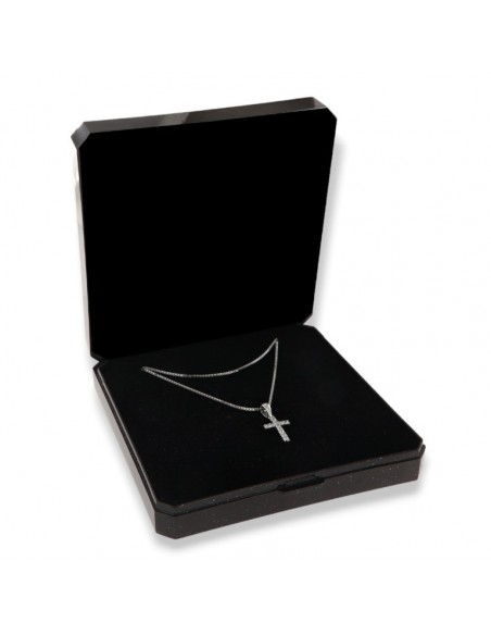 Collana Argento Rodiato Pendente Croce Zirconi Bianchi [4ce088cc]