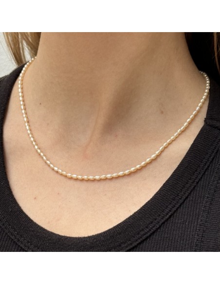 Collana Perle Naturali Ovali Chiusura Argento [b8d80487]