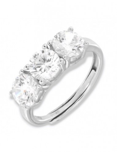Anello Argento Rodiato Trilogy Zirconi Bianchi 6MM [7e33d69d]
