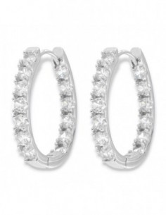 Orecchini Argento Rodiato Cerchi Zirconi Doppia Fila [34a5178d]
