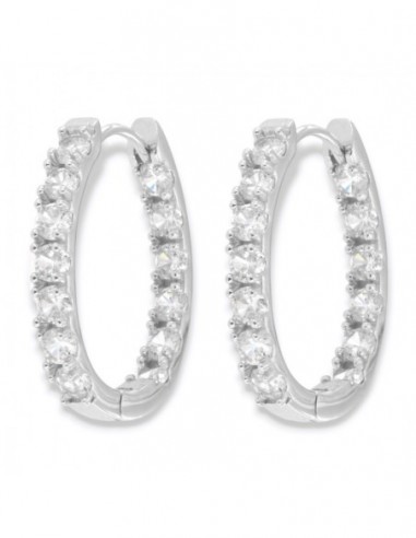 Orecchini Argento Rodiato Cerchi Zirconi Doppia Fila [34a5178d]