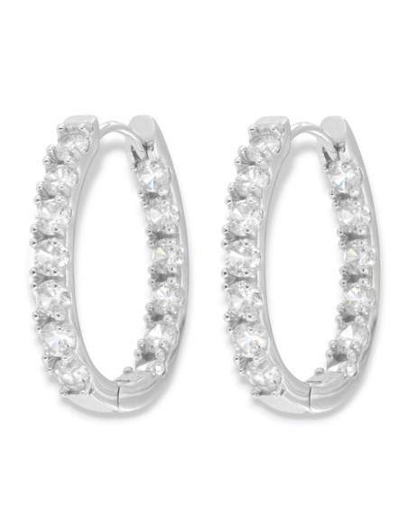 Orecchini Argento Rodiato Cerchi Zirconi Doppia Fila [34a5178d]