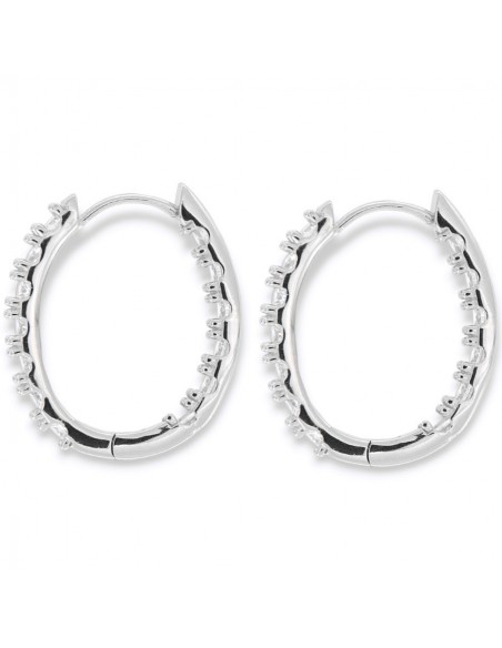 Orecchini Argento Rodiato Cerchi Zirconi Doppia Fila [76ea32a2]