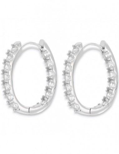 Orecchini Argento Rodiato Cerchi Zirconi Doppia Fila [73ba75bc]
