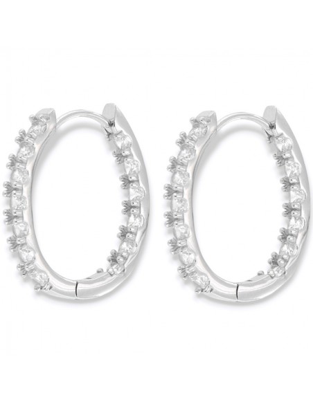 Orecchini Argento Rodiato Cerchi Zirconi Doppia Fila [73ba75bc]