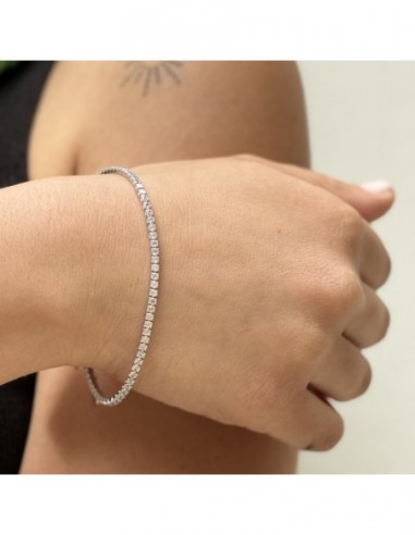 Bracciale Argento Rodiato Tennis Zirconi Bianchi 2MM [f50184de]