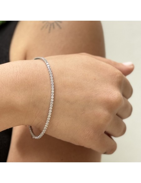Bracciale Argento Rodiato Tennis Zirconi Bianchi 2MM [f50184de]