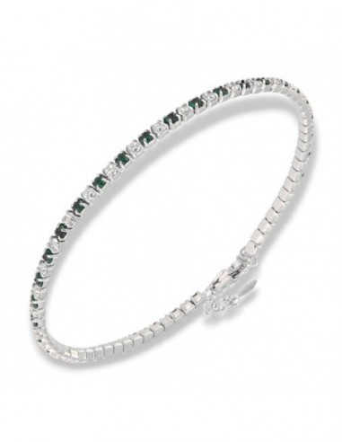 Bracciale Argento Tennis Zirconi Bianchi Verdi 2MM [eef5506b]